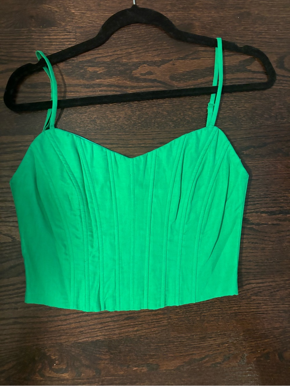 Aqua Emerald Green Spaghetti Strap Bustier Crop Top